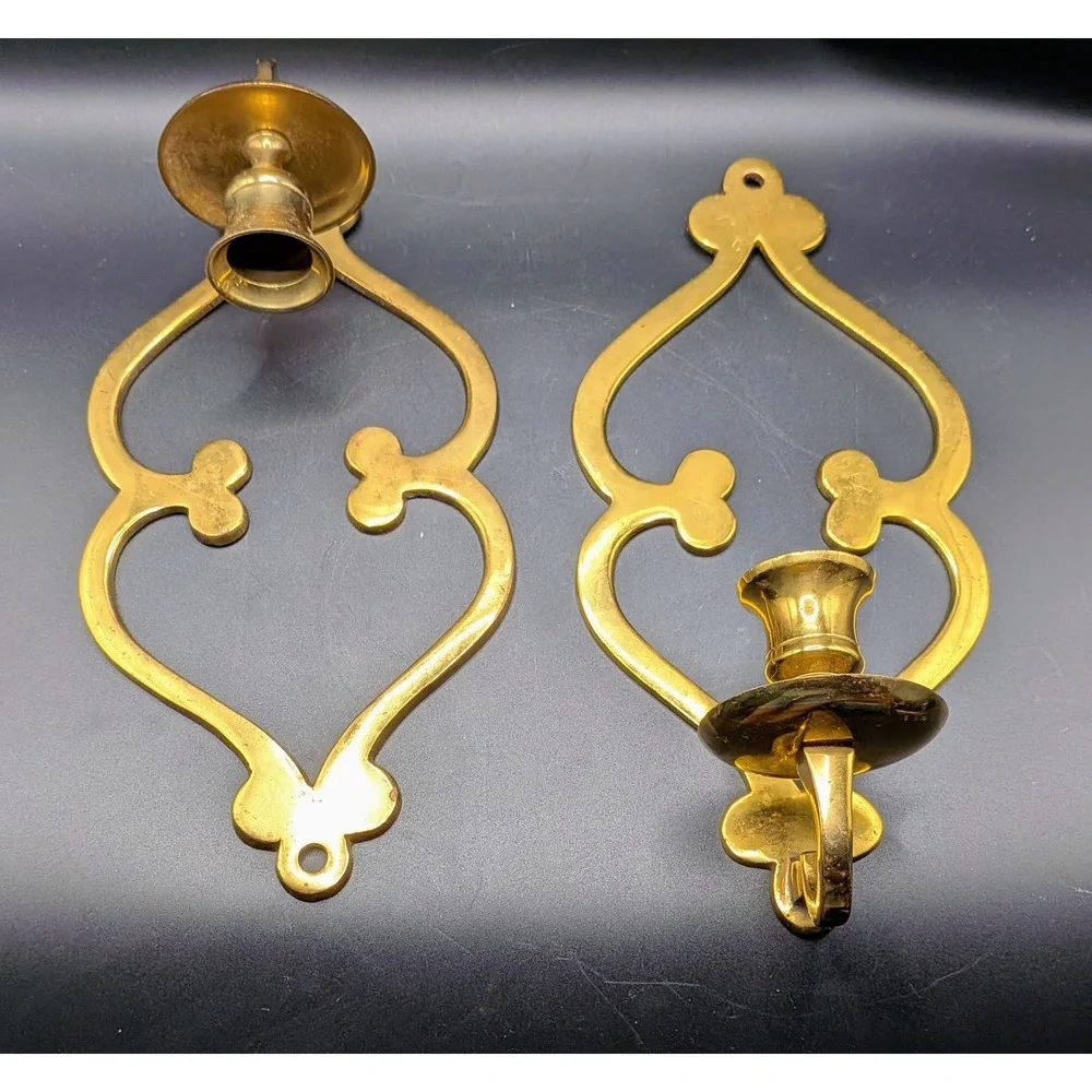 Vintage Brass Wall Sconces: Mid-Century Boho Candle Holders (Set of 2)
